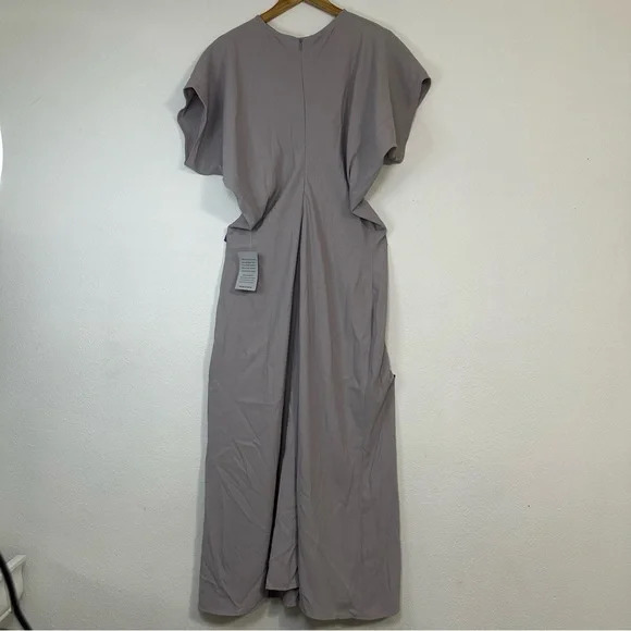 LUXELY By Maggy London Dove Gray Blouson Crew Neck Short Sleeve  Bodice THEO- - Picture 2 of 16